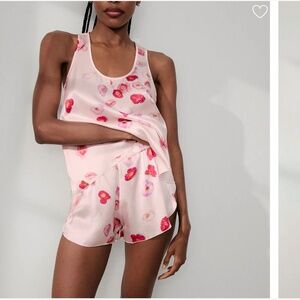 LUNYA BNWT Washable Silk Tank Short Pajama Set in California Poppy Size S